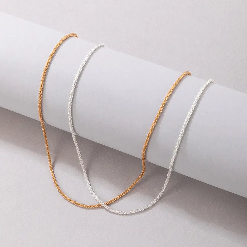 Womens Silver Minimalist Clavicle Necklace