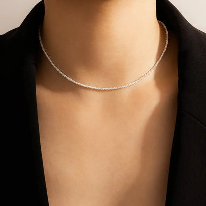 Womens Silver Minimalist Clavicle Necklace