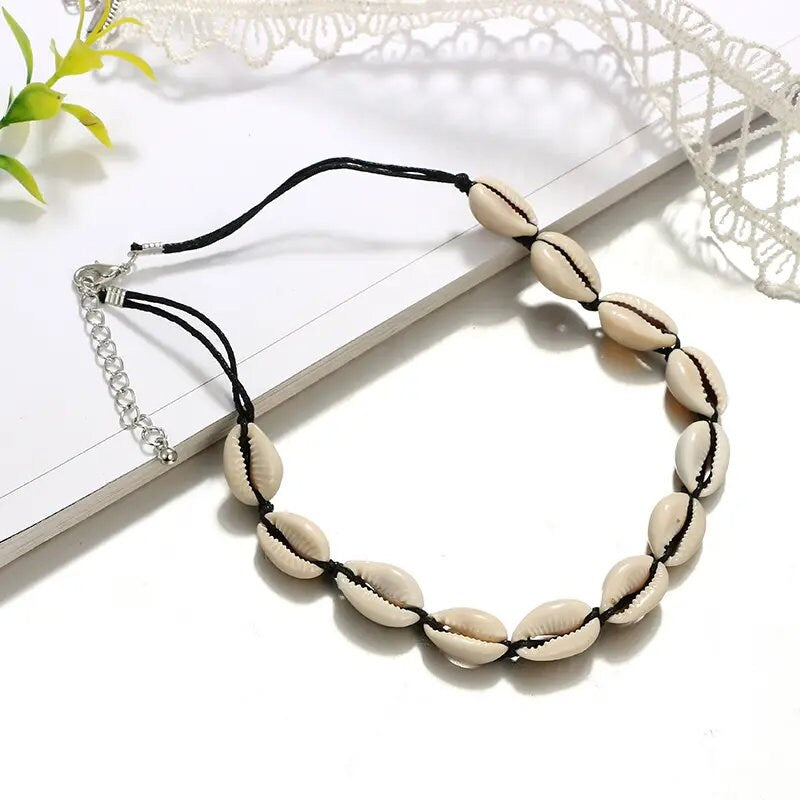 Bohemian Cowrie Shell Choker Neckalce