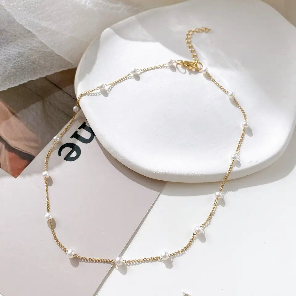 Pearl Necklace Gold & Silver