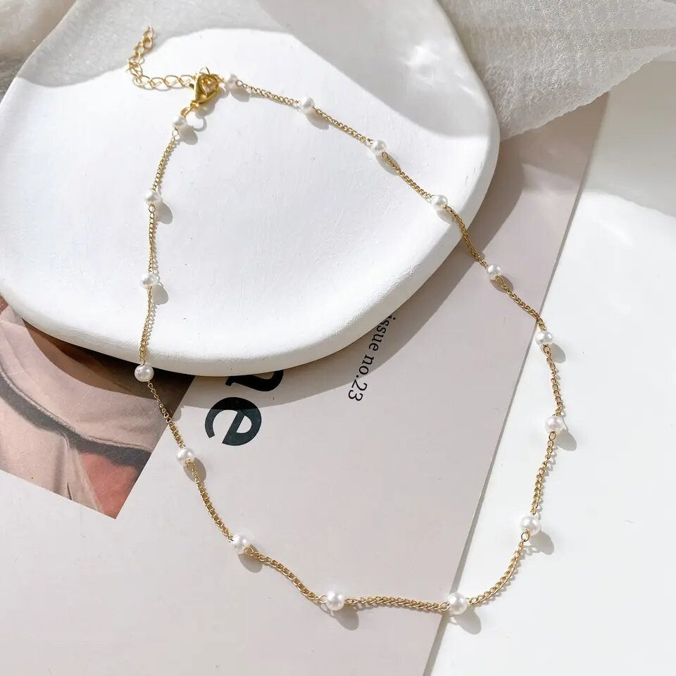 Pearl Necklace Gold & Silver