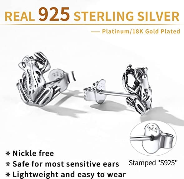 Sterling Silver Frog Stud Earrring